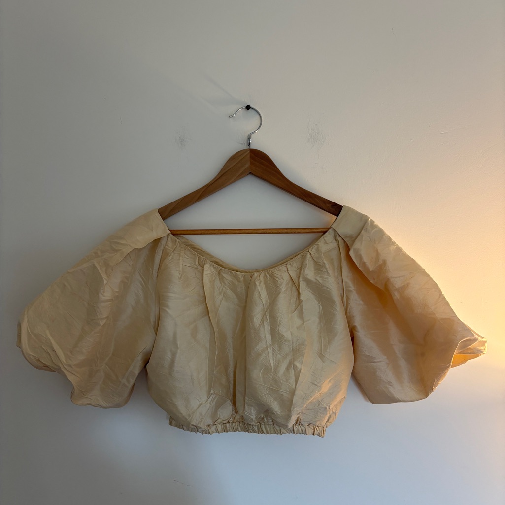 Shaina Mote Silk Puff Sleeve Crop Top